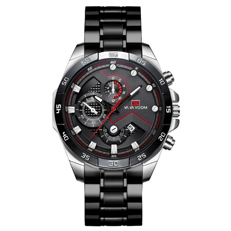 Business Herre Watch Tre-dimensional Dial Steel Band Vandtæt Quartz Watch