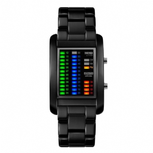 Business Style Led Display Armbåndsur Stålbånd Creative Style Digital Watch