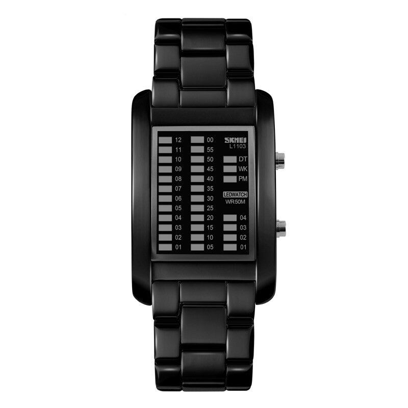 Business Style Led Display Armbåndsur Stålbånd Creative Style Digital Watch