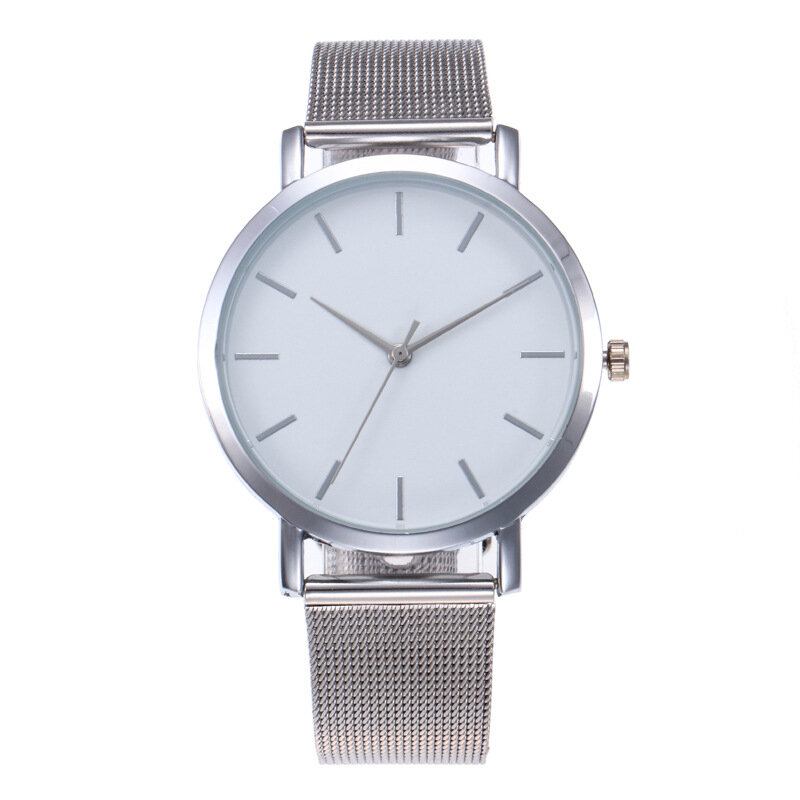 Casual Business Dame Watch Fuld Legering Case Mesh Band No Number Dial Quartz Watch