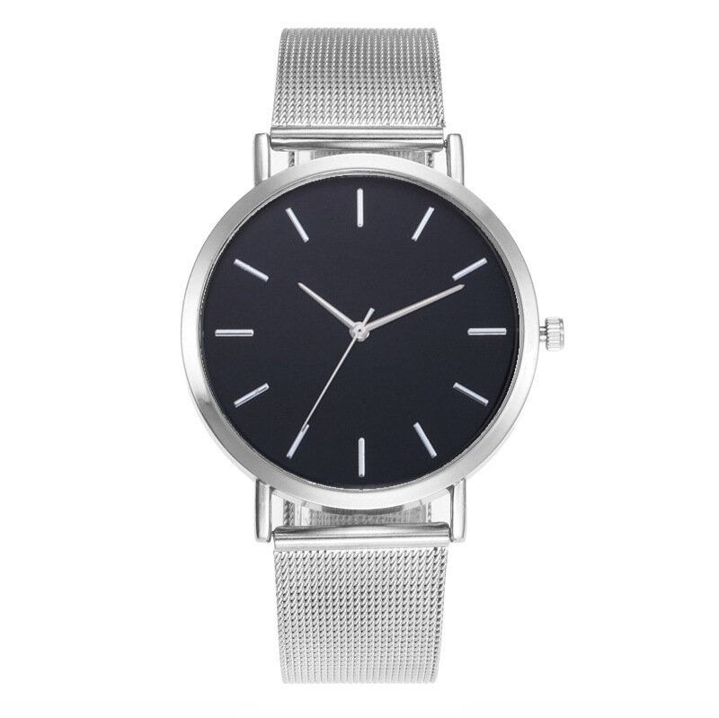 Casual Business Dame Watch Fuld Legering Case Mesh Band No Number Dial Quartz Watch