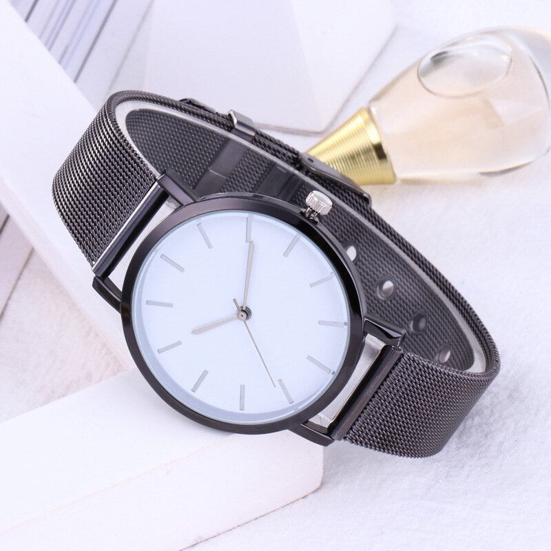 Casual Business Dame Watch Fuld Legering Case Mesh Band No Number Dial Quartz Watch