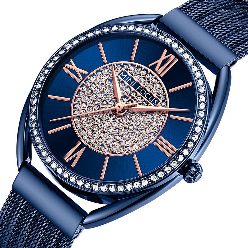 Casual Elegant Rhinestones Decoration Dial 3atm Vandtæt Dame Armbåndsur Quartz Watch