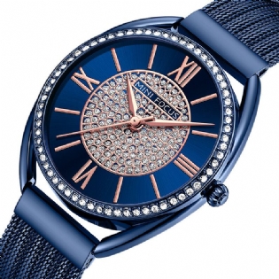 Casual Elegant Rhinestones Decoration Dial 3atm Vandtæt Dame Armbåndsur Quartz Watch