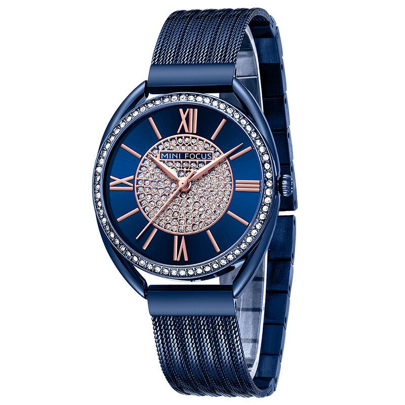 Casual Elegant Rhinestones Decoration Dial 3atm Vandtæt Dame Armbåndsur Quartz Watch