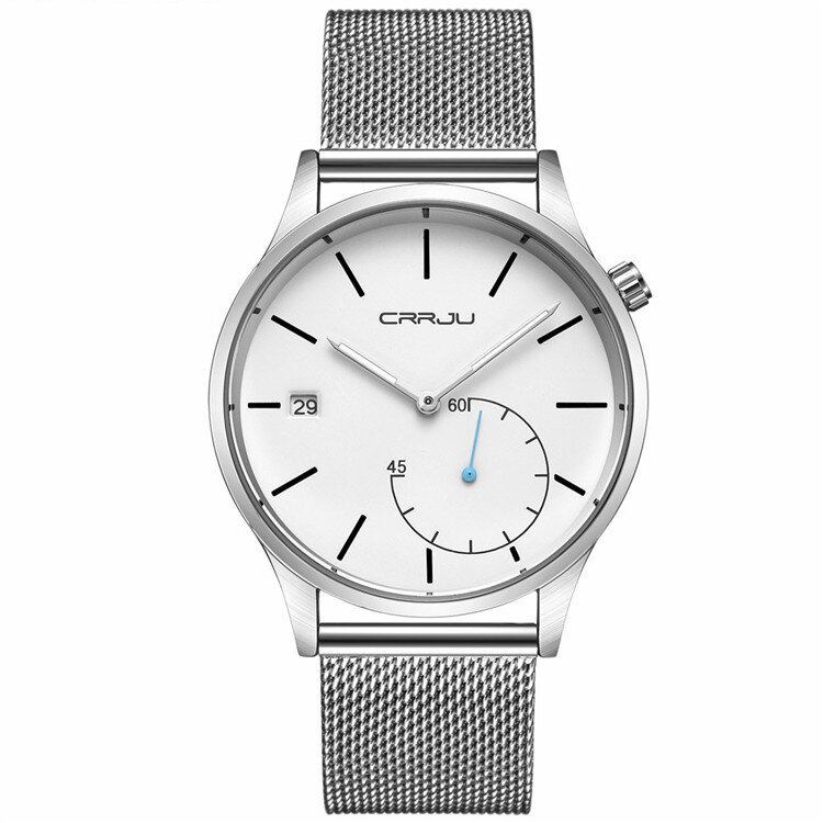 Casual Kalender Læderrem Arbejdsskiver Herrearmbåndsur Quartz Watch