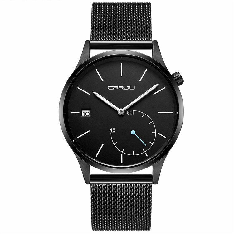 Casual Kalender Læderrem Arbejdsskiver Herrearmbåndsur Quartz Watch