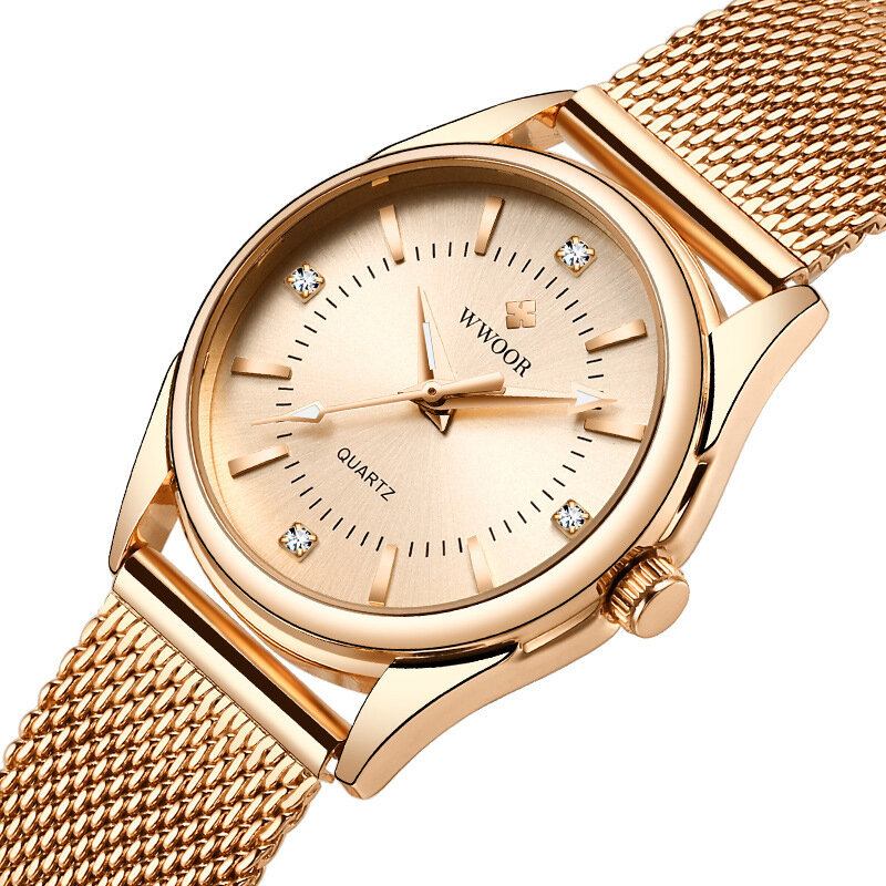 Casual Style Dame Armbåndsur Small Dial Display Fuldt Stål Quartz Watch