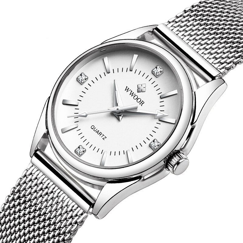 Casual Style Dame Armbåndsur Small Dial Display Fuldt Stål Quartz Watch