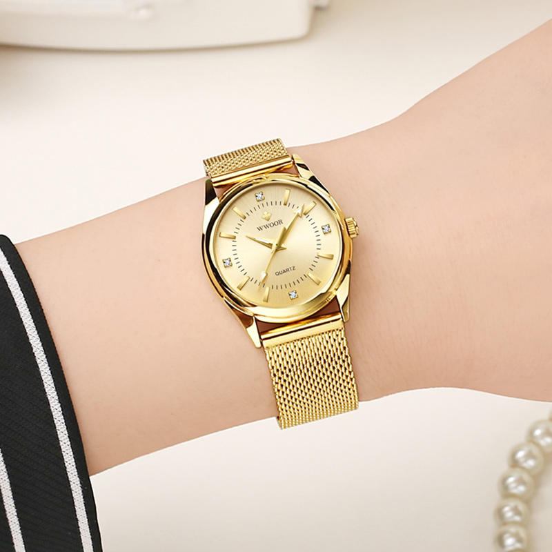 Casual Style Dame Armbåndsur Small Dial Display Fuldt Stål Quartz Watch