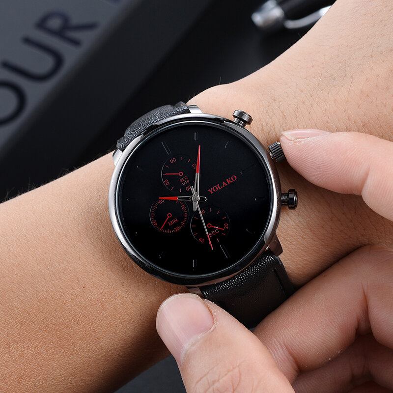 Casual Style Læderrem Fahsion Herre Business Watch Quartz Watch