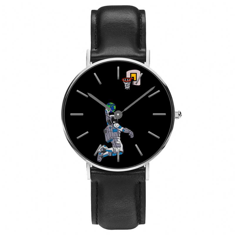 Casual Style Mænd Ur Cartoon Astronaut Earth Print Pu Læderrem Ur Quartz Ure