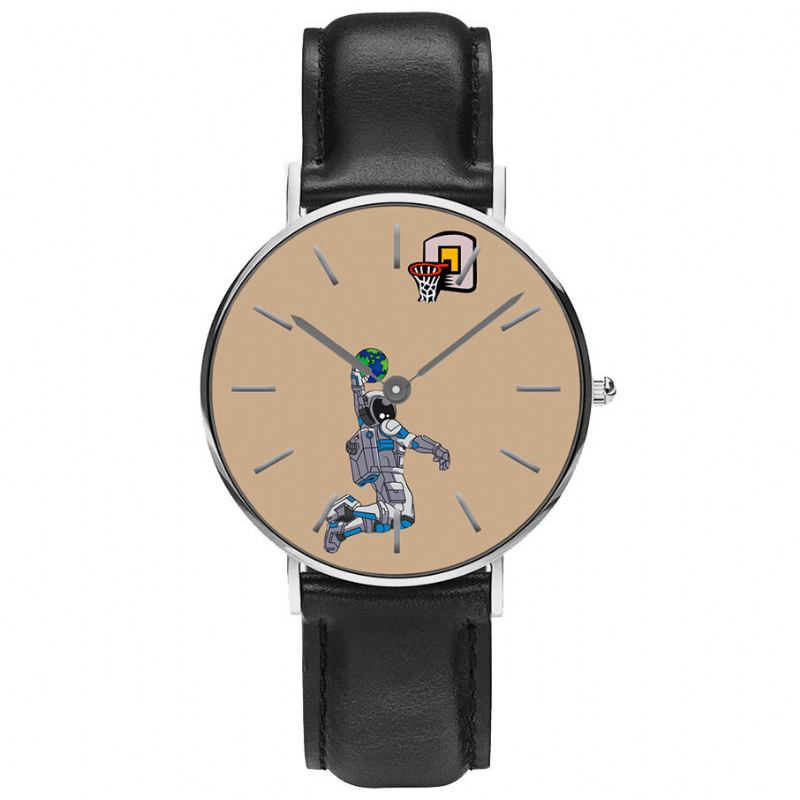 Casual Style Mænd Ur Cartoon Astronaut Earth Print Pu Læderrem Ur Quartz Ure