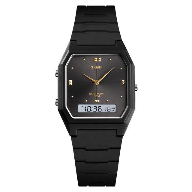 Casual Style Pu Band Dual Display Watch 5atm Vandtæt Stopur Dameur