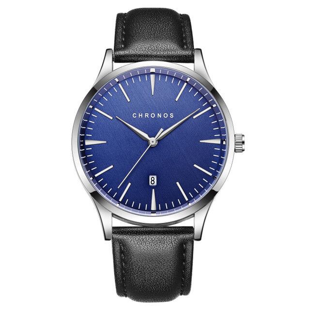 Casual Style Vandtæt Herre Armbåndsur 40mm Hardlex Dial Ultra Thin Quartz Watch