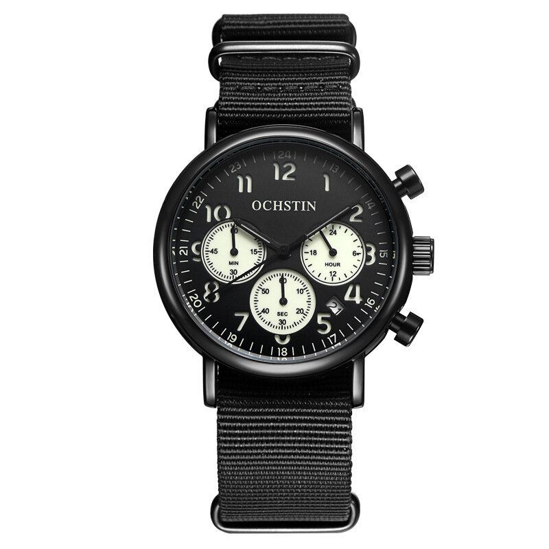 Chronograph Casual Style Herrearmbåndsur Ægte Læderbånd Kvartsur