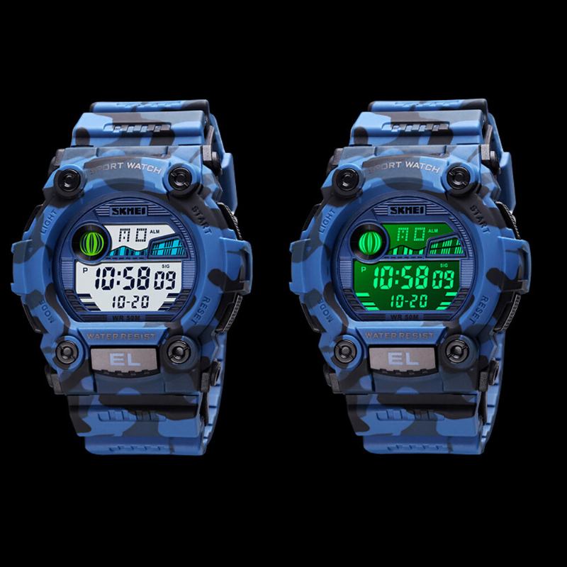 Chronograph Sport Herre Armbåndsur Lysende Display Vandtæt Led Digital Watch