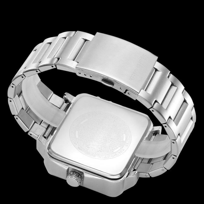 Creative Herrer Digital Watch Stor Urskive Dual Time Zone Led Light Dato Uge Display Rustfrit Stål Rem Dual Display Ur