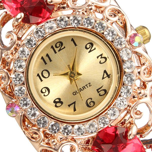 Damearmbåndsur I Retrostil Flower Diamond Quartz Watch