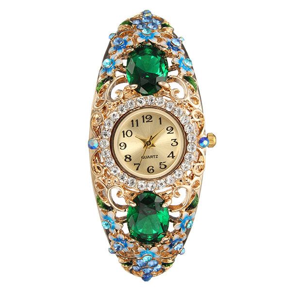 Damearmbåndsur I Retrostil Flower Diamond Quartz Watch