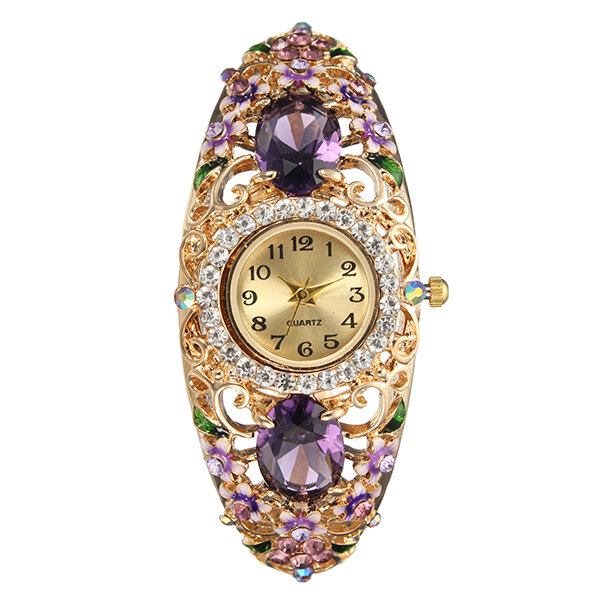 Damearmbåndsur I Retrostil Flower Diamond Quartz Watch