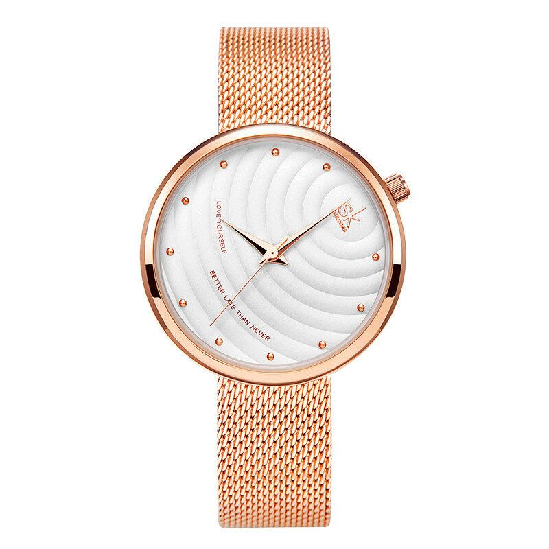 Damemode Fuld Stålrem Simple Dial Watch Quartz Watch