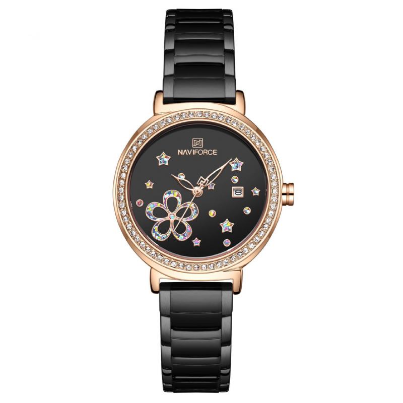 Datovisning Fuldt Stål Damearmbåndsur Crystal Classic Design Quartz Watch