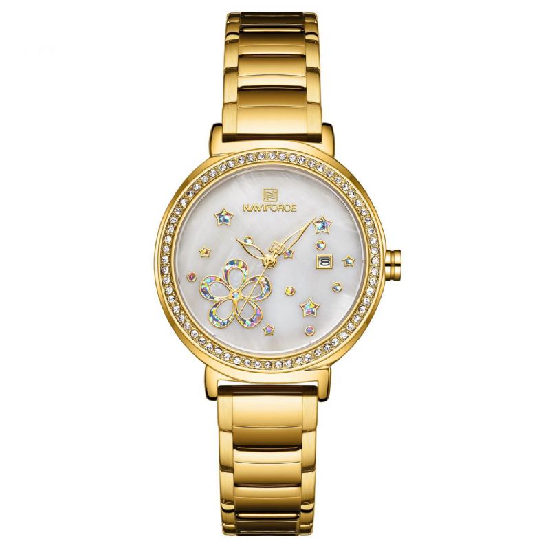 Datovisning Fuldt Stål Damearmbåndsur Crystal Classic Design Quartz Watch