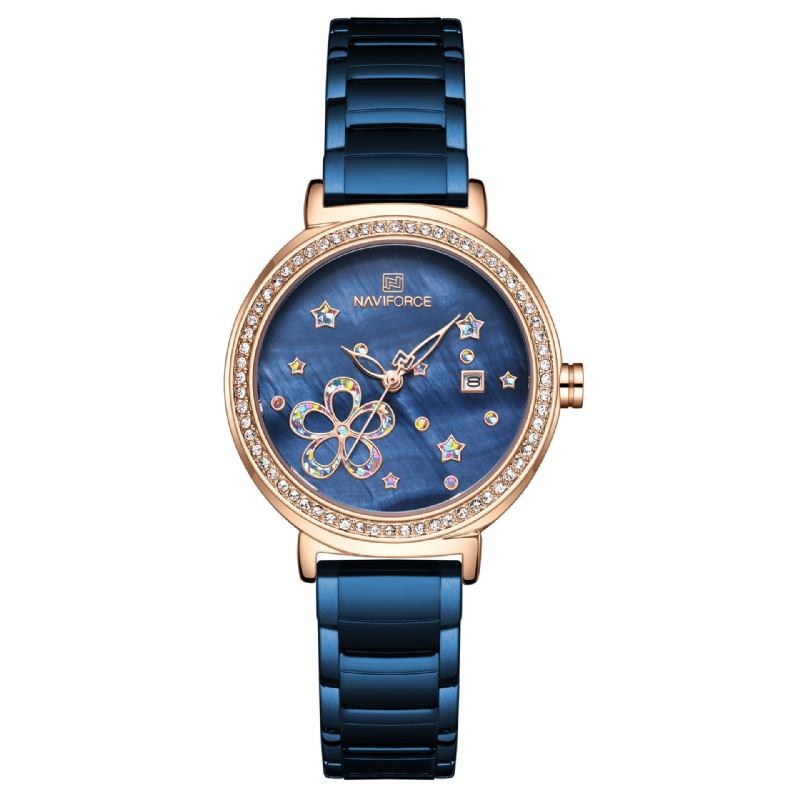 Datovisning Fuldt Stål Damearmbåndsur Crystal Classic Design Quartz Watch