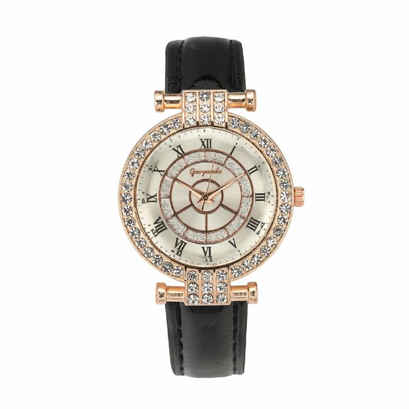 Deffrun Læderbånd Til Kvinder Armbåndsur Casual Style Crystal Quartz Watch