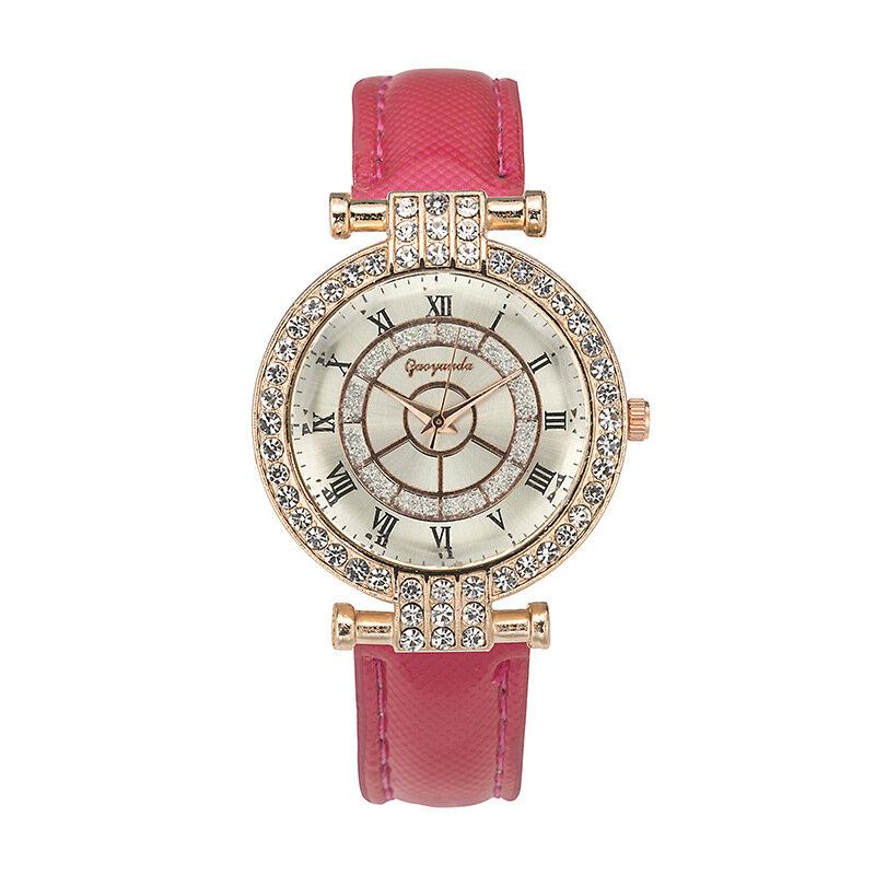 Deffrun Læderbånd Til Kvinder Armbåndsur Casual Style Crystal Quartz Watch