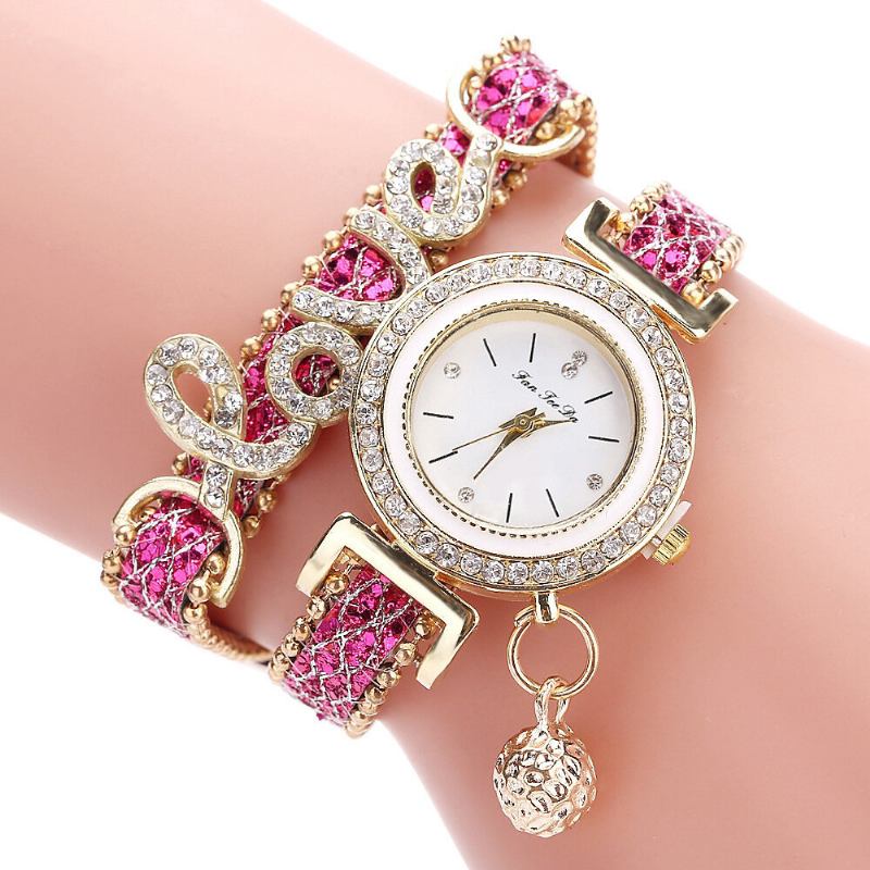 Deffrun Pendant Kvinder Armbåndsur Krystal Fashion Style Fuldlegering Quartz Watch