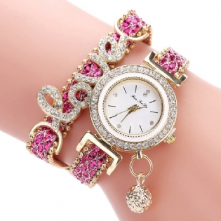 Deffrun Pendant Kvinder Armbåndsur Krystal Fashion Style Fuldlegering Quartz Watch