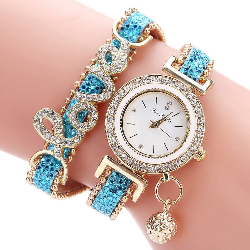 Deffrun Pendant Kvinder Armbåndsur Krystal Fashion Style Fuldlegering Quartz Watch