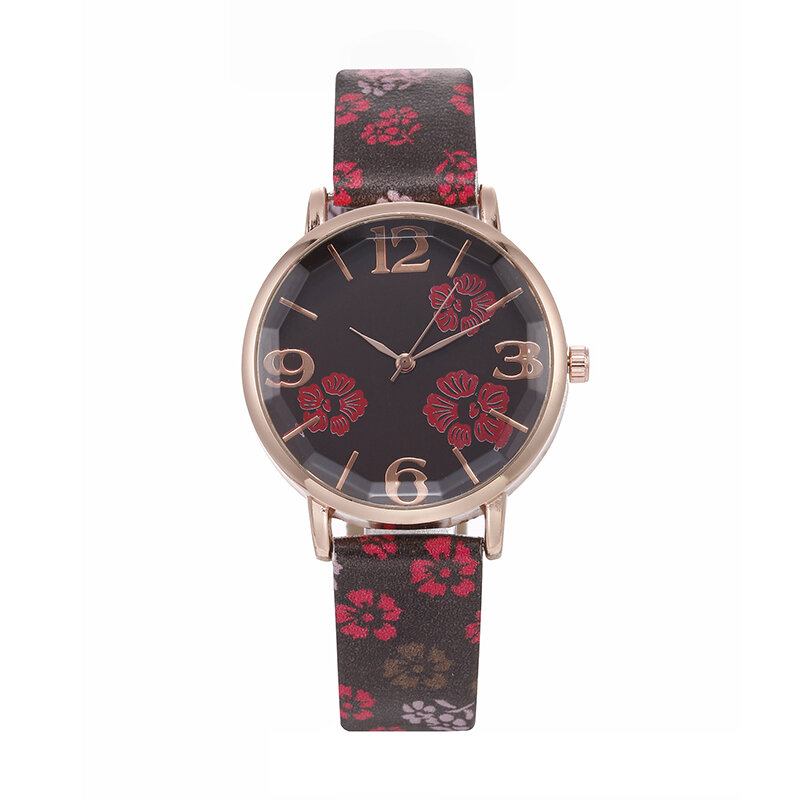 Deffrun Retro Stil Blomsterprintede Kvinder Armbåndsur Kinesisk Stil Kvartsure