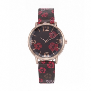 Deffrun Retro Stil Blomsterprintede Kvinder Armbåndsur Kinesisk Stil Kvartsure