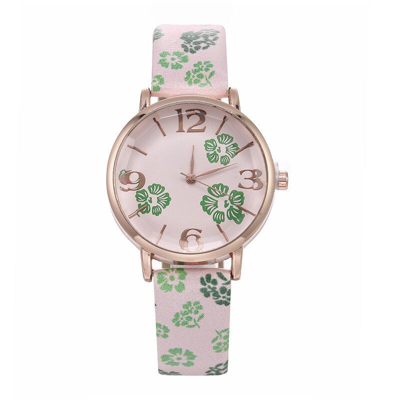 Deffrun Retro Stil Blomsterprintede Kvinder Armbåndsur Kinesisk Stil Kvartsure