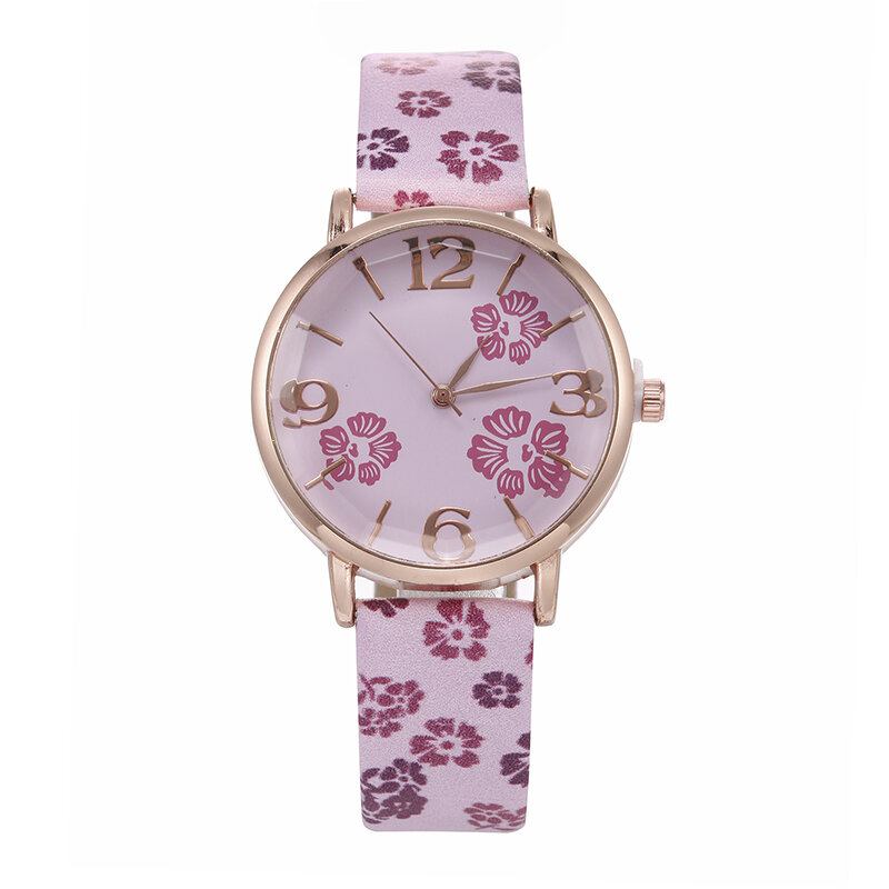 Deffrun Retro Stil Blomsterprintede Kvinder Armbåndsur Kinesisk Stil Kvartsure