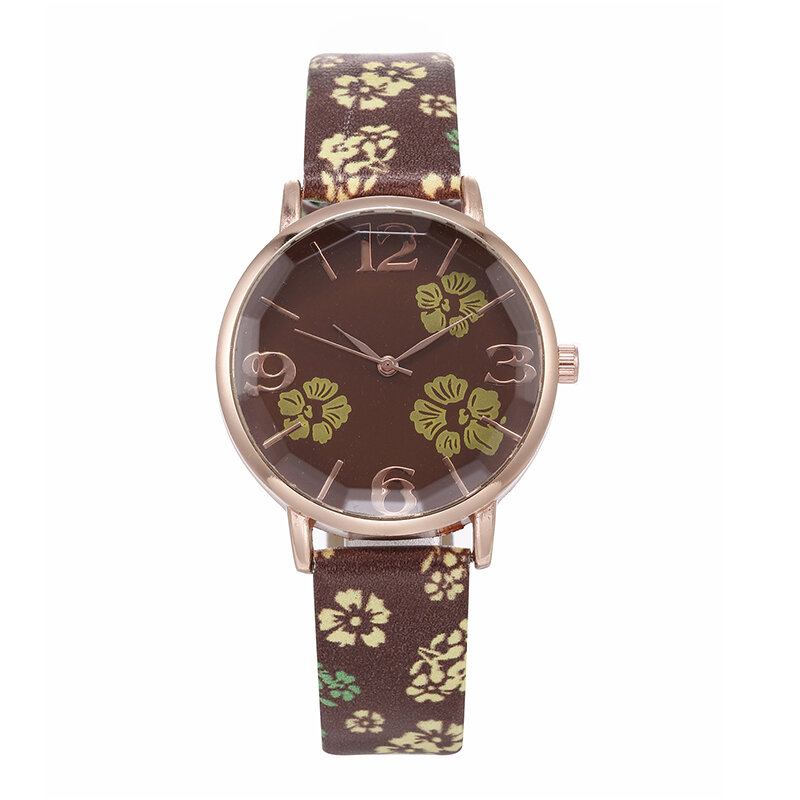 Deffrun Retro Stil Blomsterprintede Kvinder Armbåndsur Kinesisk Stil Kvartsure