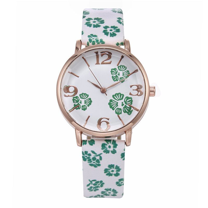 Deffrun Retro Stil Blomsterprintede Kvinder Armbåndsur Kinesisk Stil Kvartsure