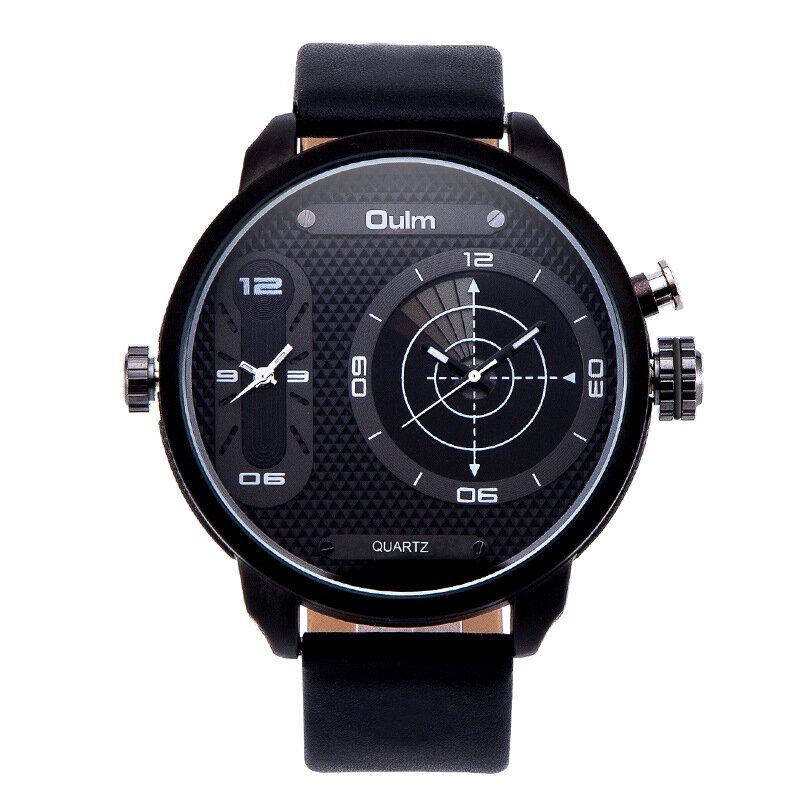 Dual Time Zone Big Dial Creative Watch Unikt Design Til Mænd Kvartsure