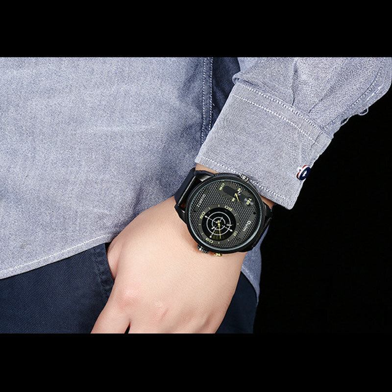 Dual Time Zone Big Dial Creative Watch Unikt Design Til Mænd Kvartsure