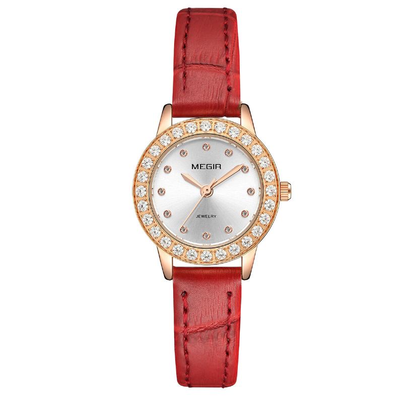 Elegant Design Dame Armbåndsur Ægte Læder Band Quartz Watch