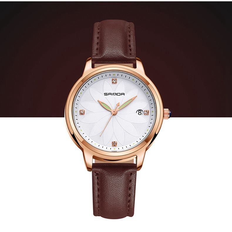 Elegant Design Damearmbåndsur Datovisning Quartz Watch