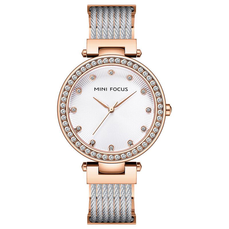 Elegant Rhinestones Decoration Dial 3atm Vandtæt Dame Armbåndsur Quartz Watch