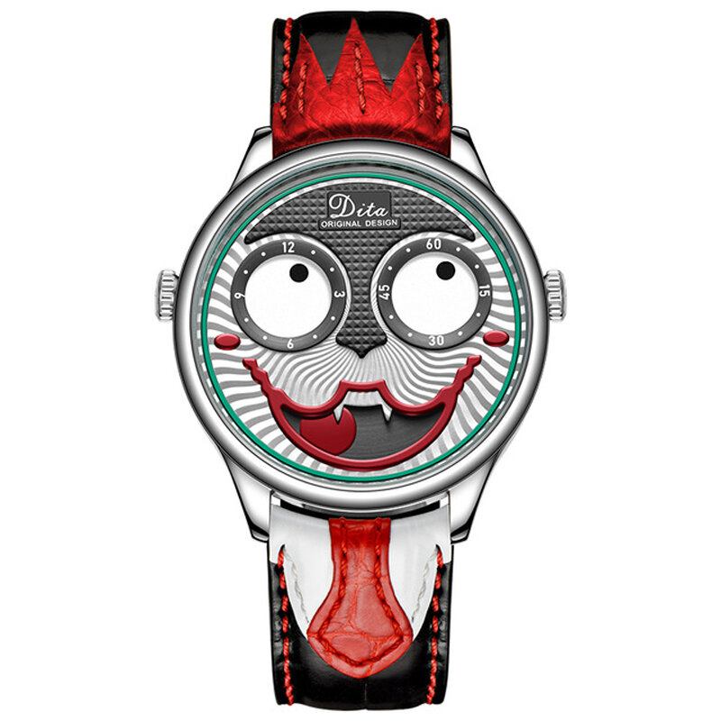 Fashion Creative Joker Dial Læder/rustfri Stålrem Personlighed Legering Herre Quartz Watch