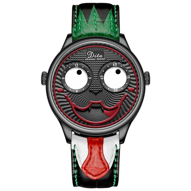 Fashion Creative Joker Dial Læder/rustfri Stålrem Personlighed Legering Herre Quartz Watch