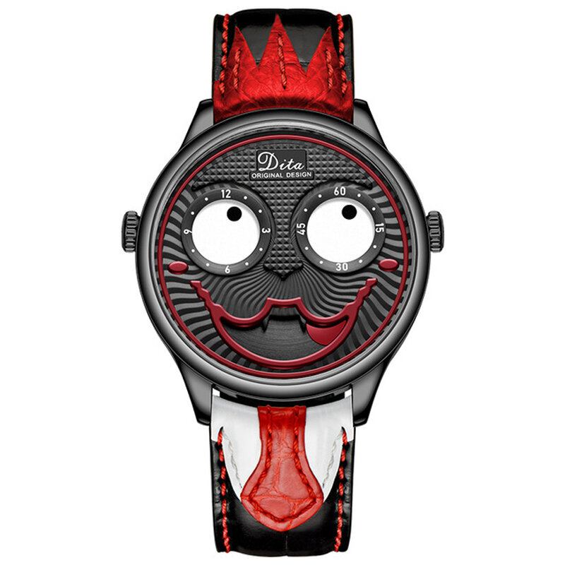 Fashion Creative Joker Dial Læder/rustfri Stålrem Personlighed Legering Herre Quartz Watch