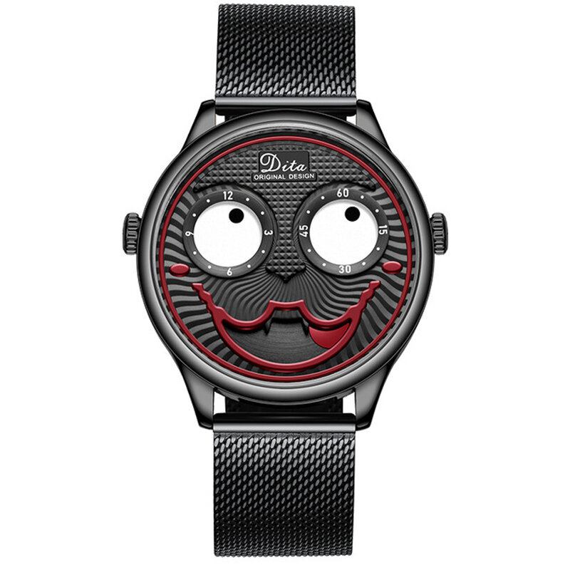 Fashion Creative Joker Dial Læder/rustfri Stålrem Personlighed Legering Herre Quartz Watch