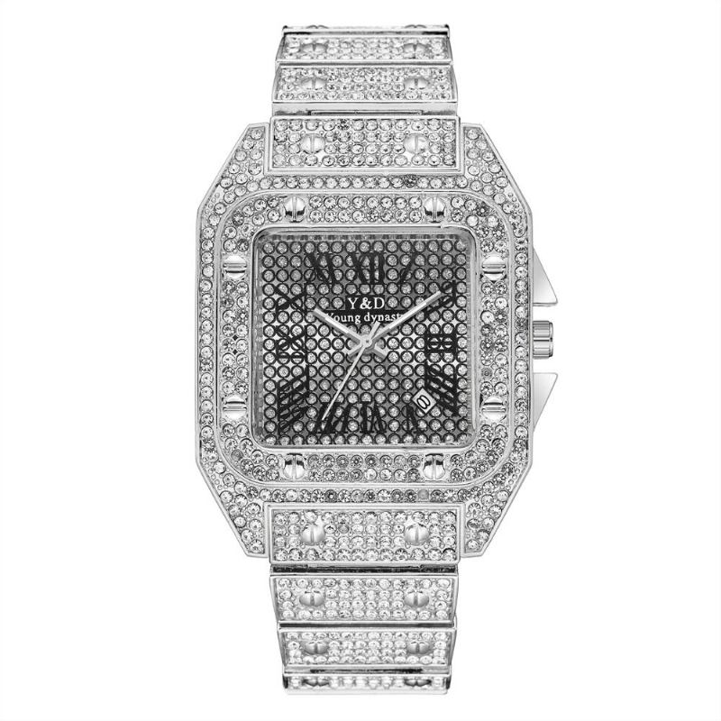 Fashion Elegant Causal Big Dial Steel Band Diamond Herre Quartz Watch